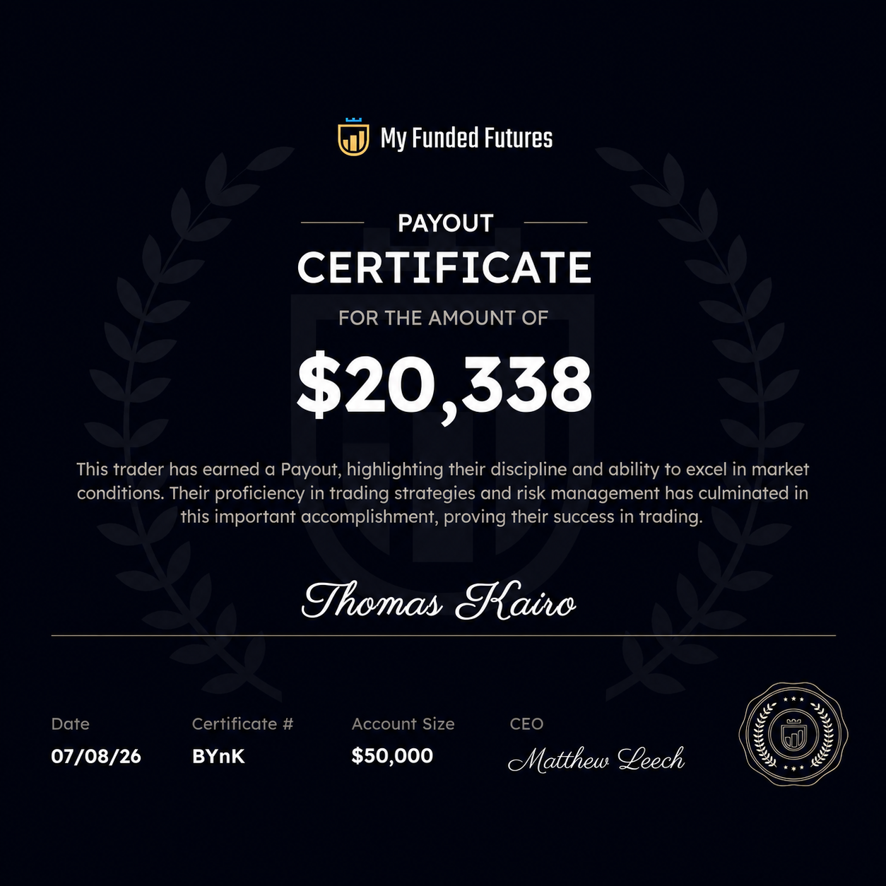 Certificat de payout