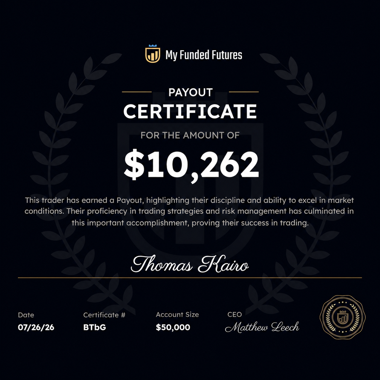 Certificat de payout